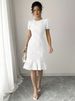 Elegant Fishtail Midi Dress For Women Solid Color Jacquard Short Sleeved Summer_ecoleips.com