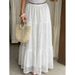 Holiday Style Women's Lace Cake Skirt, Thin And Elegant, Solid Color, High Waist And Long, Traveling_ecoleips.com