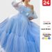 Women's Fashion Tube Top Dress Sexy Swing Mesh European American Style Wedding Evening Gown_ecoleips.com
