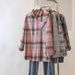 Women's Vintage Loose Fit Plaid Shirt – Casual & Slimming Oversized Checkered Blouse (S-XXL, Blue/Pink/Burgundy)_ecoleips.com