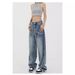 KEN STUDIO Retro-style Wide-leg Jeans For Women, New High-waisted Straight-leg Floor-length Pants_ecoleips.com