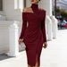 2026 European And American Cross-Border Spring New Product Solid Color Elegant Casual Off-Shoulder Slit Women's_ecoleips.com