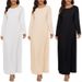 European And American Style Women's Casual Fashion Pullover Dress Simple Solid Color Round Neck Long Sleeverobe_ecoleips.com