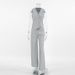 Cotton And Linen Khaki Cardigan Vest Straight-Leg Pants Two-Piece Set For Women 2025 Autumn New Casual Outfit_ecoleips.com