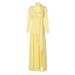 Foreign Trade Women's 2025 Autumn Fashion Sexy Color-Block U-Neck Solid Color Slit Long Sleeve Dress Wholesale_ecoleips.com