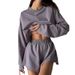 Women's Clothing Casual Loose Sports Suits For Women Long Sleeved Sweatshirt Tops Shorts Two Piece Home Clothes For Women_ecoleips.com