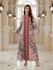 Modest Abaya Dress Women's Ethnic Style Maxi Dress V-Neck Long Sleeve Loose Fit Printed Skirt For Middle East_ecoleips.com