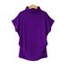 plus Size Women's High Neck T-Shirt Short Sleeve Soft Stretch Cotton Blend Basic Top for Casual Wear_ecoleips.com