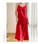 Summer New Mid-Length Sleeveless Off-Shoulder Light Luxury Mulberry Acetate Satin Silk Strap Dress For Women_ecoleips.com
