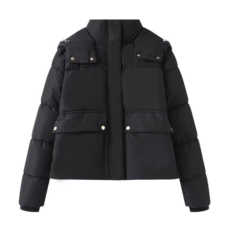 Women's Winter Hooded Puffer Jacket - Stylish Coat With Zipper Closure Oversized Fit Multiple Pockets Polyester Cotton Filling, Streetwear Fashion_ecoleips.com
