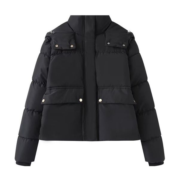 Women's Winter Hooded Puffer Jacket - Stylish Coat With Zipper Closure Oversized Fit Multiple Pockets Polyester Cotton Filling, Streetwear Fashion_ecoleips.com