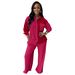 L524 European And American Women's Clothing Autumn Winter Color Block Pocket Casual Shirt Two-Piece Set_ecoleips.com
