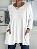 2026 Wish Spring Summer New European American Round Neck Long Sleeve Loose Pocket Solid Color T-Shirt Casual_ecoleips.com