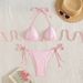 Women's Clothing Slimming Backless Lace-Up Triangle Bikini American Style Swimsuit Regular Size Polyester_ecoleips.com