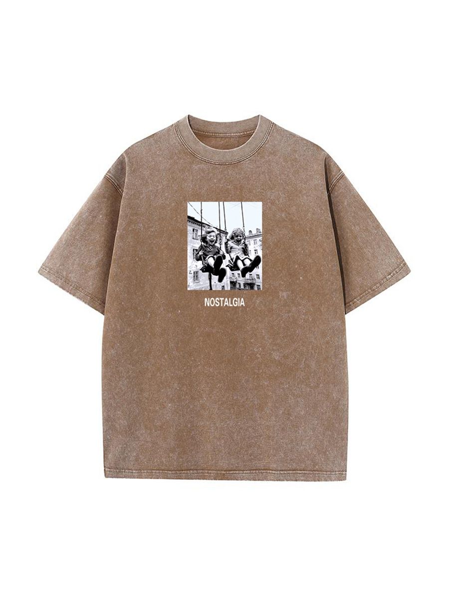 Summer Retro Women's Cotton T-Shirt Short-Sleeved Printed Distressed Top_ecoleips.com