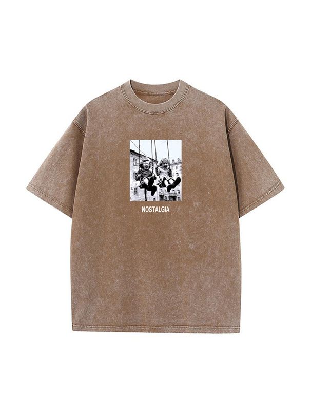 Summer Retro Women's Cotton T-Shirt Short-Sleeved Printed Distressed Top_ecoleips.com