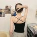 Cross-strap Camisole With Chest Pads, Brushed Fabric, Pure Alluring, For Women, Autumn And Winter, Slim Fit, Versatile,_ecoleips.com