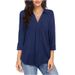 Verve 2025 New Style Elegant Chiffon Women's Button Loose V-neck Three-quarter Sleeve Shirt Top_ecoleips.com