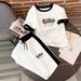 Summer Casual Two Piece Set Personalized Letter Print Short Sleeve Top And Pants Women's Clothing_ecoleips.com