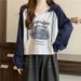 Real Shot Of Women's Autumn Long-sleeve V-neck Hooded Pullover Sweatshirt, Short Hoodie, Available For Wholesale_ecoleips.com