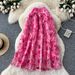 Women's Clothing Romantic Atmosphere Mesh Skirt Elastic Waist Three Dimensional Flower A Line Beautiful Long Skirt_ecoleips.com