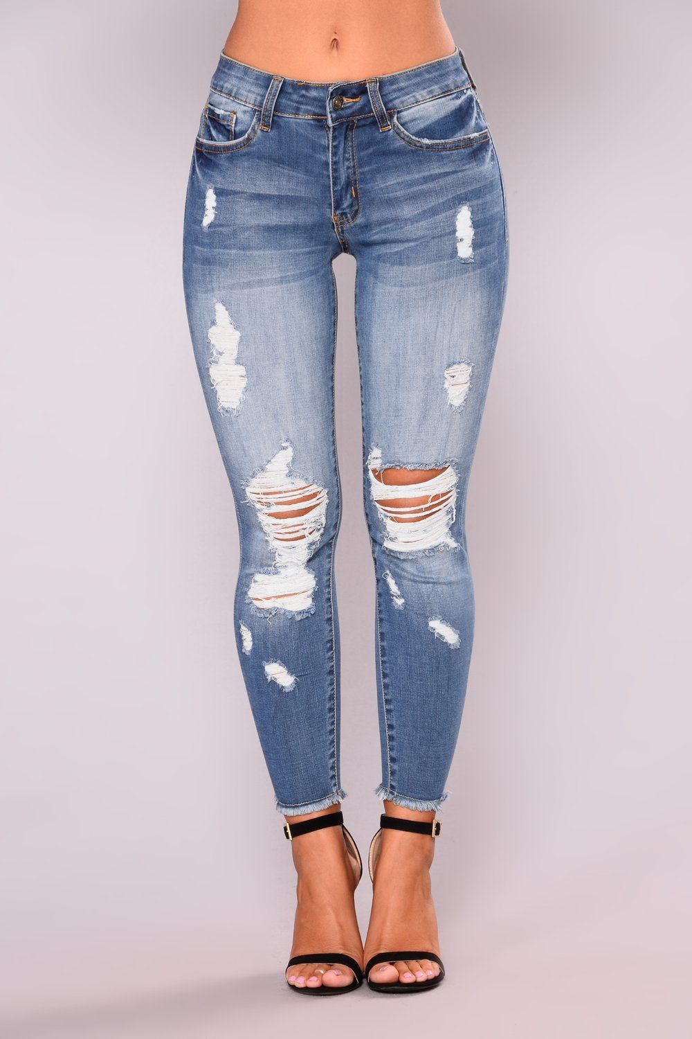 Women’s Clothing Summer High Elasticity Nine Points Ripped Women Small Feet Tight Butt Lifting Fashion Jeans_ecoleips.com