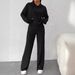 Women's Clothing Casual Knitted Long Sleeved Suit Women's Hooded Sweatshirt Loose Trousers Two Piece Set_ecoleips.com