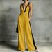 Women's V Neck Sleeveless Color Block Jumpsuit Style Loose Fit Casual Fashionable Trendy Wide Leg New_ecoleips.com