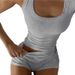 Women's Clothing Autumn Fashion Casual Round Neck Solid Color Slim Fit I Shaped Vest High Waist Shorts Suit_ecoleips.com