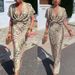 Voya Women's 2026 Spring New Style Sexy And Elegant Printed V-neck Waist Short Sleeved Dress With Noble Charm_ecoleips.com