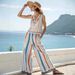 Women's Retro Print Two Piece Set Sleeveless Vest And Wide Leg Pants Spring_ecoleips.com