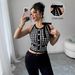 Women's Houndstooth Halter Neck Cami Top Black Stretchy Sleeveless Crop Vest Bodycon Silhouette_ecoleips.com