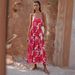 Cross-border Independent Website European And American Summer Vacation Spaghetti Strap Backless Printed A-line Long_ecoleips.com