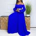 Women's Clothing Fashion One-character Collar Ruffled Sleeve Solid Color Pleated Wide-leg Jumpsuit_ecoleips.com