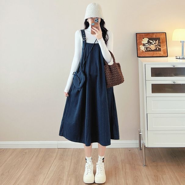 Autumn New Korean Fashion Woolen 2-Piece Maternity Dress_ecoleips.com