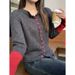 Goose Yellow Unique Patchwork Knit Cardigan Women, New Slim Fit Slimming Sweet Spicy Stunning Long Sleeve Coat For_ecoleips.com