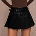 High-Waisted Pleated PU Leather Skirt Anti-Exposure Short Skirt Versatile Hot Girl Fashion_ecoleips.com