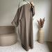 2025 Foreign Trade Middle East Dubai Turkey Autumn Winter Daily Solid Color Versatile Robe Dress_ecoleips.com