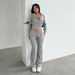 New European And American Style Solid Color Comfortable Versatile Sports Suit With Frayed Hem Slim-fit Sweatshirt +_ecoleips.com