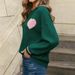 Women's Clothing Autumn Winter Plus Size Women's Knit Sweater – Heart Print Round Neck Pullover | S-5XL | 8 Colors | Soft Polyester Blend_ecoleips.com
