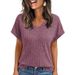 Summer Women's Clothing Short Sleeve Casual V Neck Pullover Tailored Slim FitT-Shirt American_ecoleips.com