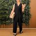 Women's Clothing Summer Solid Color Loose Casual Straps Ladies Jumpsuit V Neck_ecoleips.com