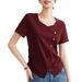 Front Shoulder Square Neck Short For Women In Summer 2025, New High-End Irregular Half Sleeved Top, Slim Fit And_ecoleips.com