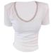 Ng2510292 Heavy-duty Rhinestone-embellished Round-neck Short-sleeve T-shirt For Women, New Summer Style, Pure Alluring, Sweet_ecoleips.com