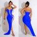 Women's Solid Color Long Skirt V Neck Sleeveless Shoulder Strap Diamond Detailing Dress For European And American Fashion C6039_ecoleips.com