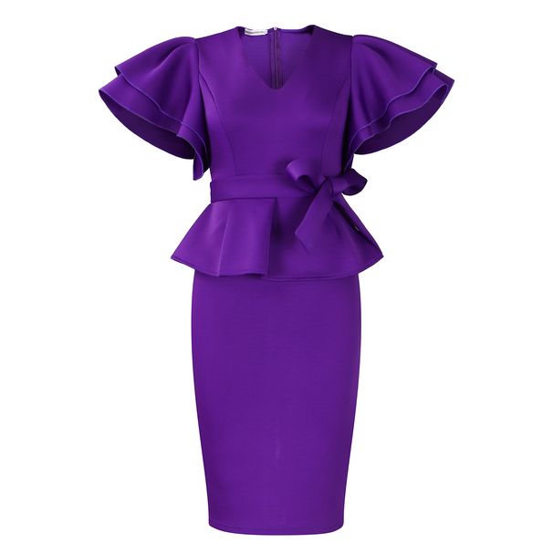 Women's Clothing Women's Fashion Elegant Ruffle Slim Dress Ladies Dress_ecoleips.com
