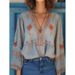 Sweet And Laid-Back Early Autumn Korean Style Fashion Design Sense V-Neck Loose Long-Sleeved Top Feel_ecoleips.com