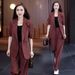"Plus Size Women's Blazer & Wide-Leg Pants Suit Set Comfortable Business Casual Outfit Spring Autumn Stretch Fabric"_ecoleips.com