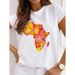 New Casual Base Shirt With African Continent Map Print, Short-sleeved Loose-fitting Women's T-shirt_ecoleips.com