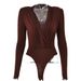 European And American Style Solid Color Slim Fit Long Sleeve Bodysuit Elegant Figure Flattering Pleated Jumpsuit for Women_ecoleips.com